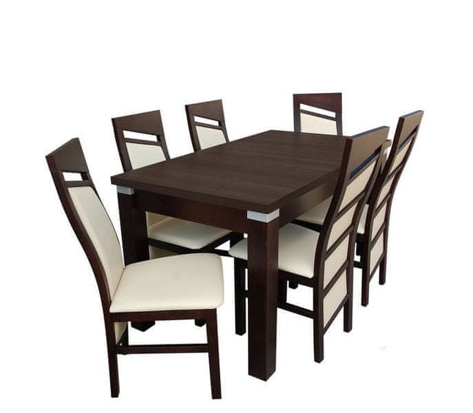 Veneti Jedálenský set stôl a stoličky MOVILE 44 - orech / béžová eko koža